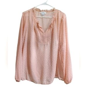 Pink Blouse with Built-in Spaghetti Strap Tank Top Women's 1X